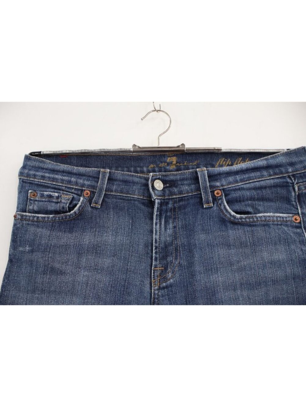 7 For All Mankind Flip Flop Y2K Boot Cut Womens Jeans Sz 29x28 Distressed - Picture 6 of 16
